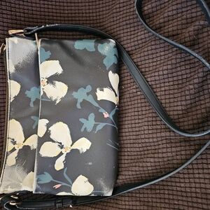 Floral Crossbody Bag - Black and Cream